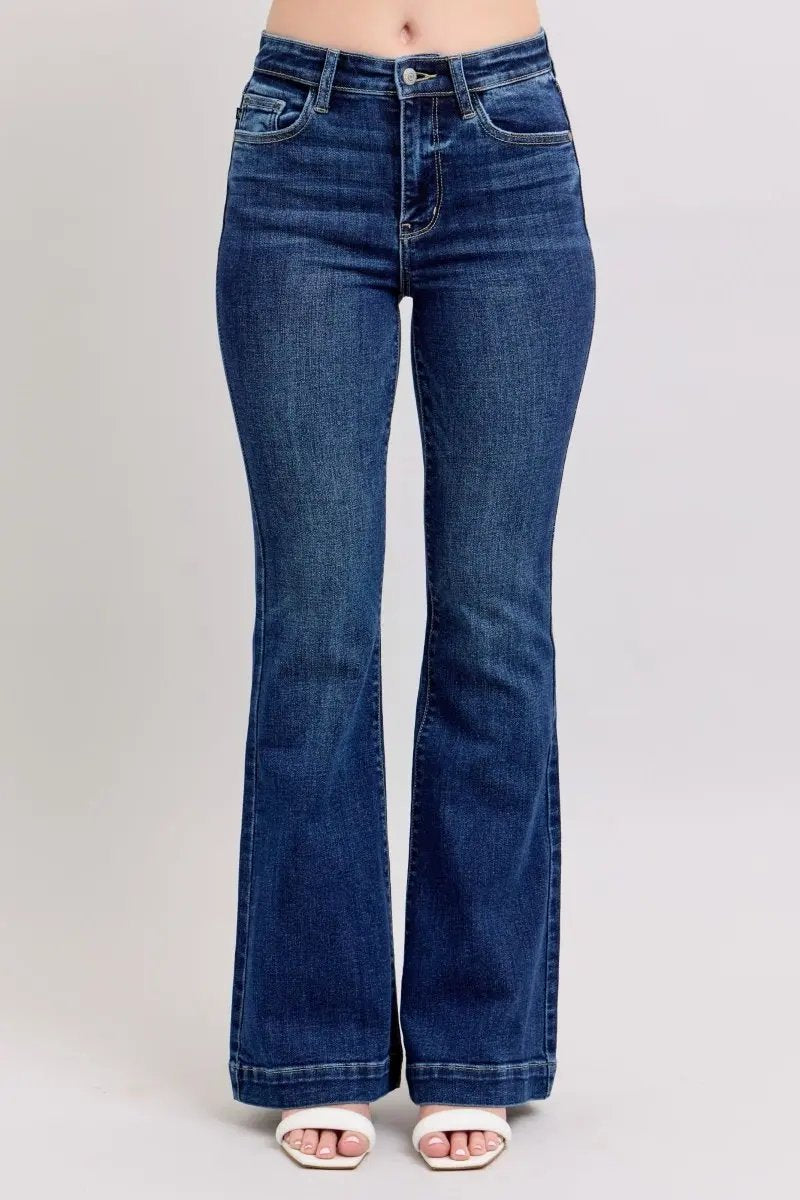 Judy Blue Full Size High Rise Flare Jeans with Pockets Plus Size - Love Salve